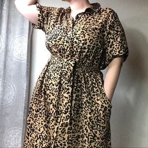 Ava Viv Leopard Print Button Down Dress w/ Pockets